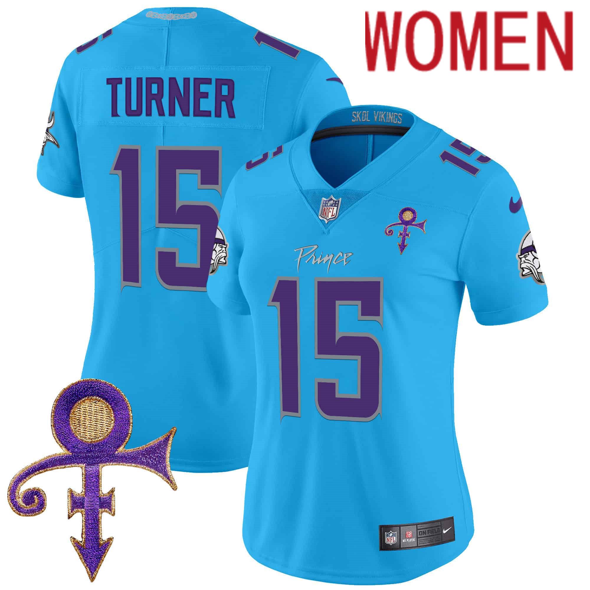 Women Minnesota Vikings #15 Turner Light Blue 2024 Nike Prince Vapor Limited NFL Jersey
